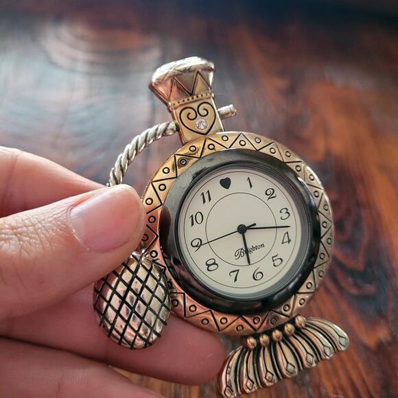 Brighton Perfume Bottle Clock Etched Silver Design Bottle Shaped - Picture 1 of 5